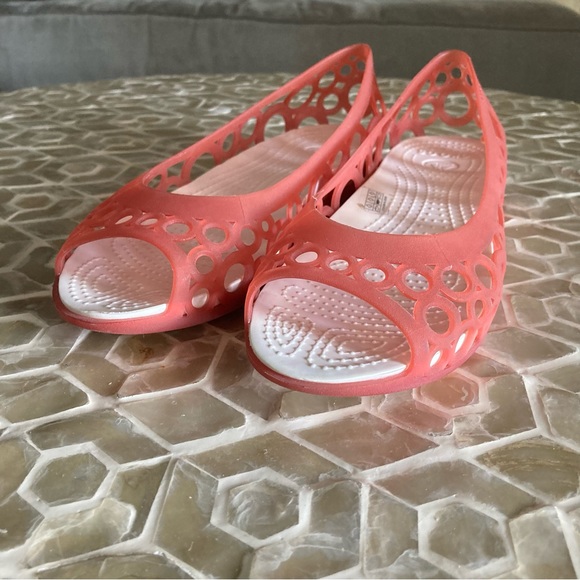 SOLD!  Crocs Adrina Flat in grapefruit - Picture 5 of 10